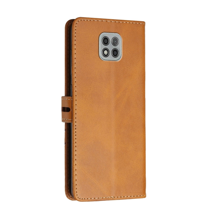 For Motorola Moto G Power 2021 Stitching Style 2-Color Cow Texture Horizontal Flip PU Leather Case with Holder & Card Slot & Lanyard