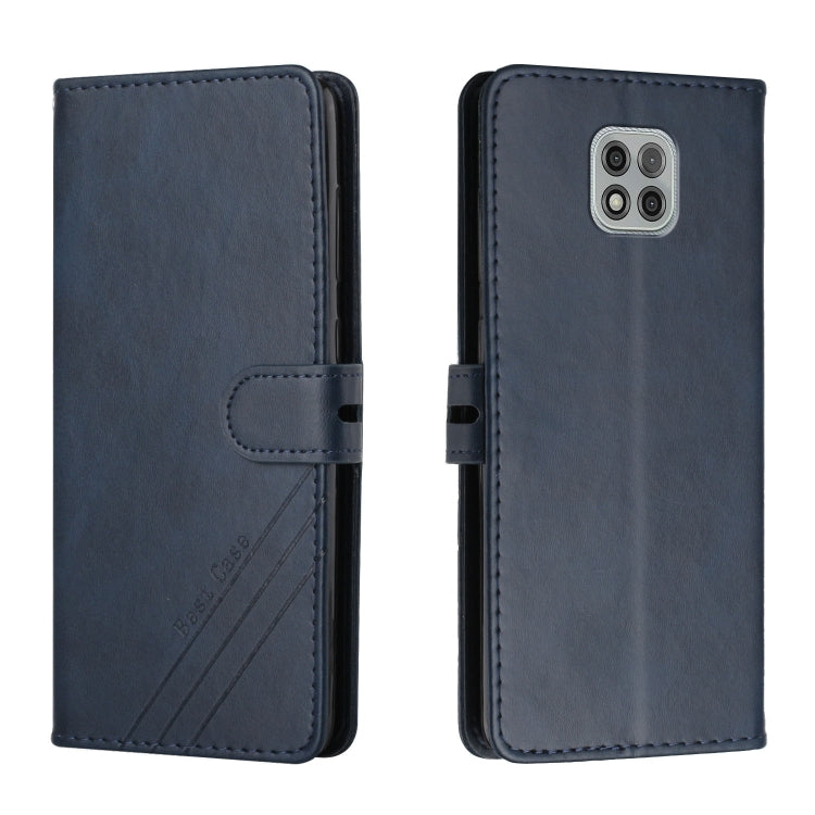 For Motorola Moto G Power 2021 Stitching Style 2-Color Cow Texture Horizontal Flip PU Leather Case with Holder & Card Slot & Lanyard