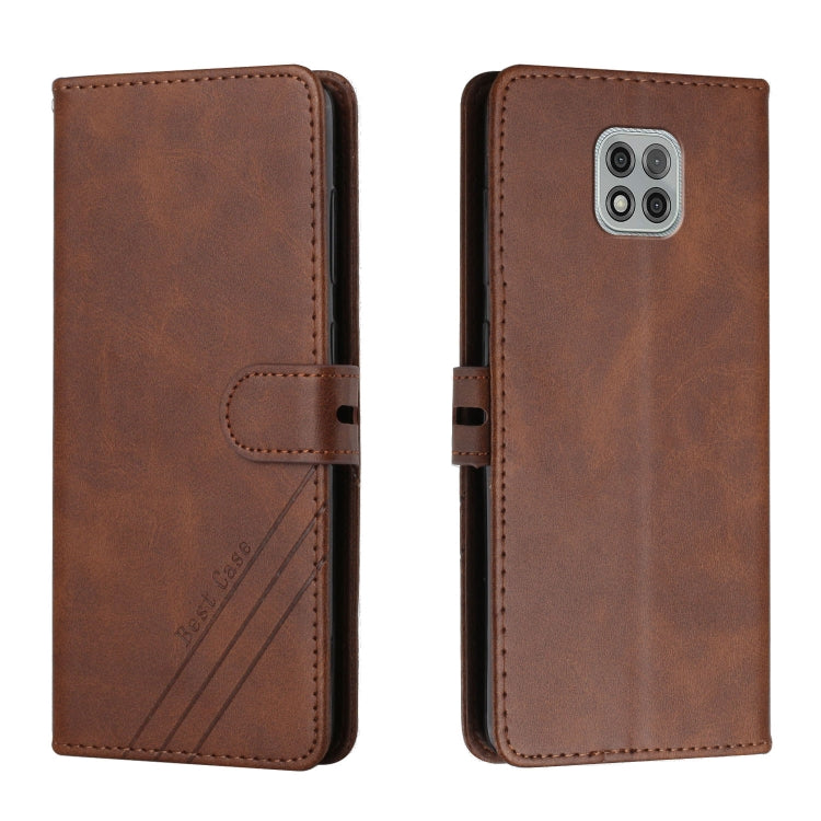 For Motorola Moto G Power 2021 Stitching Style 2-Color Cow Texture Horizontal Flip PU Leather Case with Holder & Card Slot & Lanyard