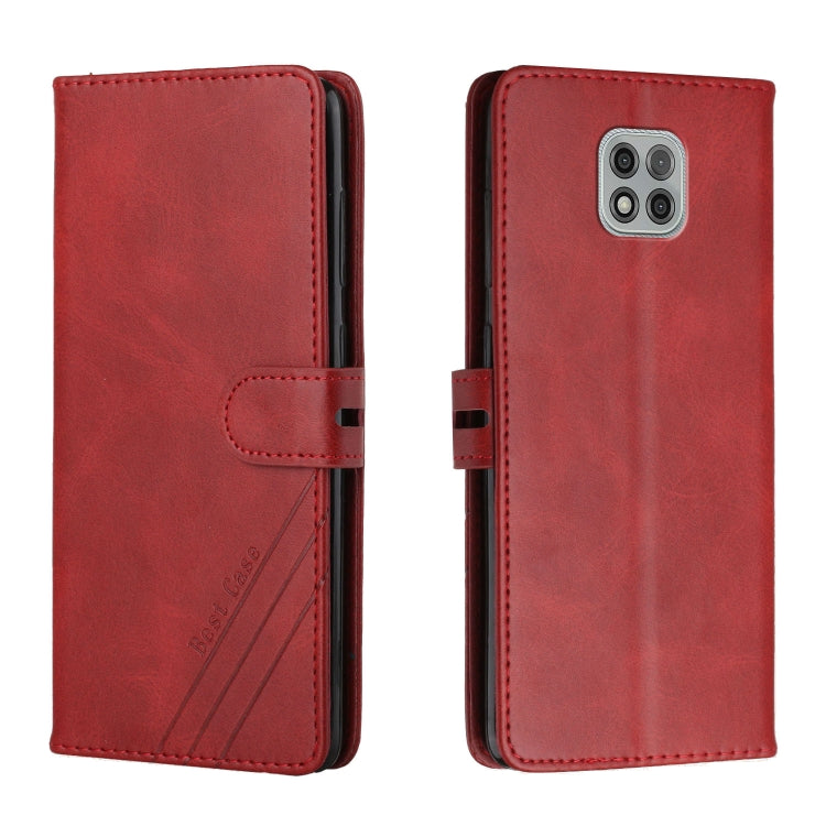 For Motorola Moto G Power 2021 Stitching Style 2-Color Cow Texture Horizontal Flip PU Leather Case with Holder & Card Slot & Lanyard