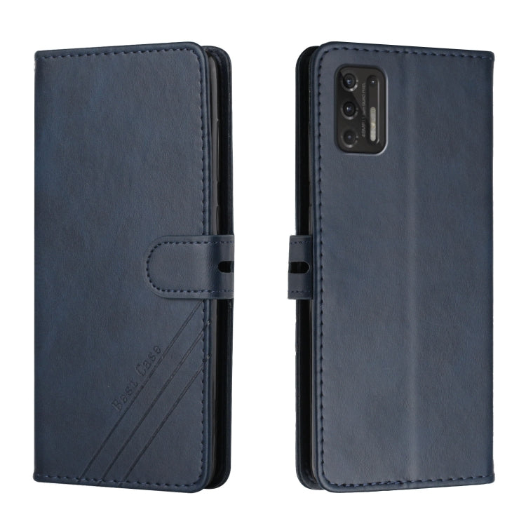 For Motorola Moto G Stylus 2021 Stitching Style 2-Color Cow Texture Horizontal Flip PU Leather Case with Holder & Card Slot & Lanyard
