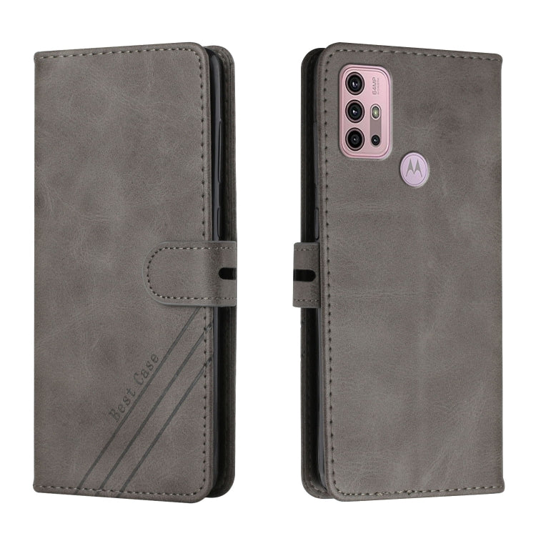 For Motorola Moto G10 / G30 Stitching Style 2-Color Cow Texture Horizontal Flip PU Leather Case with Holder & Card Slot & Lanyard