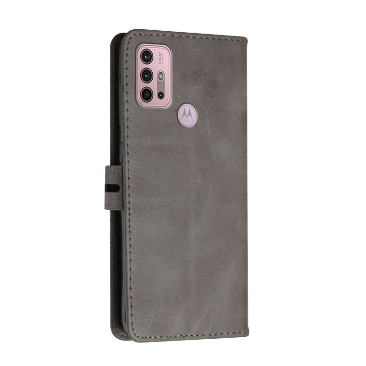 For Motorola Moto G10 / G30 Stitching Style 2-Color Cow Texture Horizontal Flip PU Leather Case with Holder & Card Slot & Lanyard