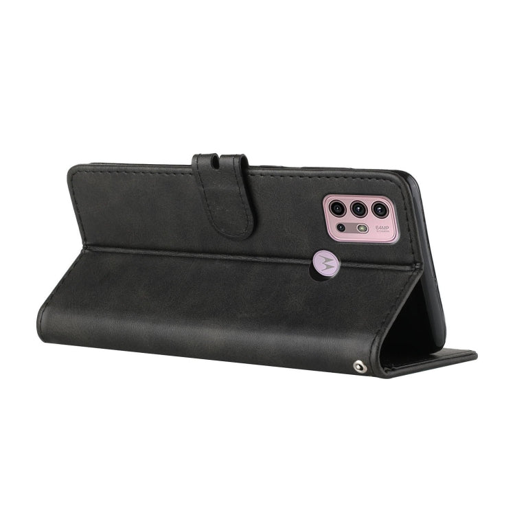 For Motorola Moto G10 / G30 Stitching Style 2-Color Cow Texture Horizontal Flip PU Leather Case with Holder & Card Slot & Lanyard