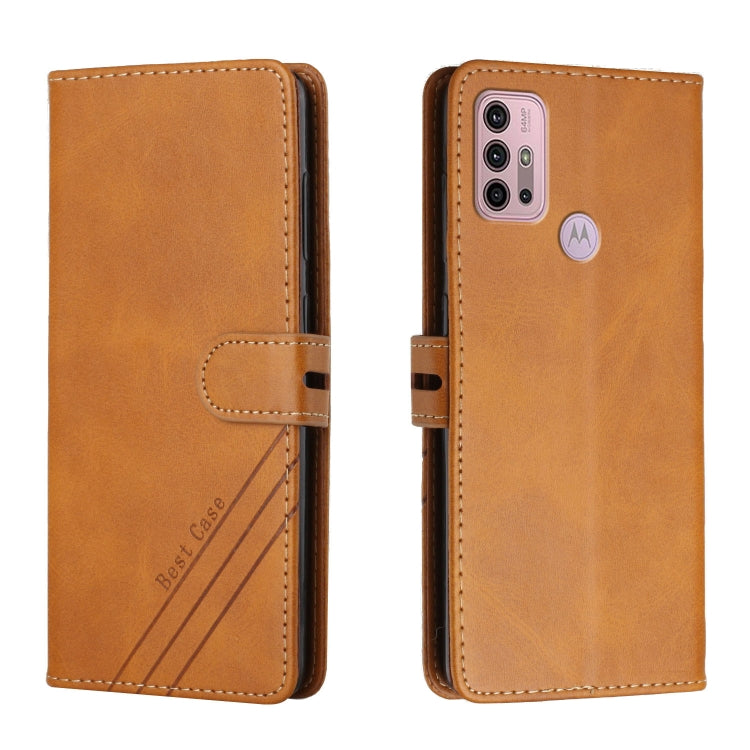 For Motorola Moto G10 / G30 Stitching Style 2-Color Cow Texture Horizontal Flip PU Leather Case with Holder & Card Slot & Lanyard