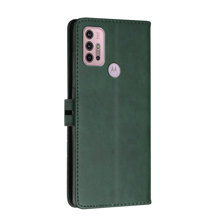 For Motorola Moto G10 / G30 Stitching Style 2-Color Cow Texture Horizontal Flip PU Leather Case with Holder & Card Slot & Lanyard