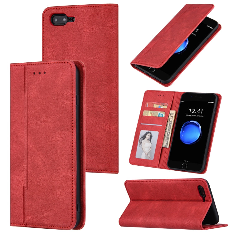 Skin Feel Pressure Line Magnetic Horizontal Flip Leather Case with Holder & Card Slot & Wallet & Photo Frame For iPhone 6 / 6s