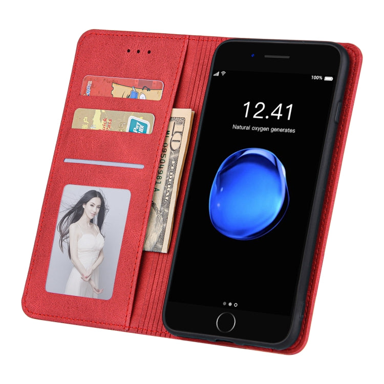 Skin Feel Pressure Line Magnetic Horizontal Flip Leather Case with Holder & Card Slot & Wallet & Photo Frame For iPhone 6 / 6s
