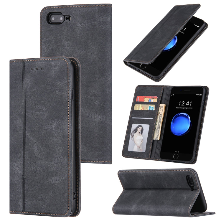 Skin Feel Pressure Line Magnetic Horizontal Flip Leather Case with Holder & Card Slot & Wallet & Photo Frame For iPhone 6 / 6s
