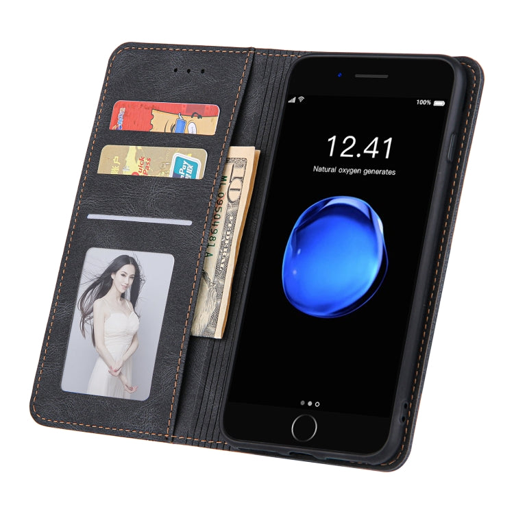 Skin Feel Pressure Line Magnetic Horizontal Flip Leather Case with Holder & Card Slot & Wallet & Photo Frame For iPhone 6 / 6s