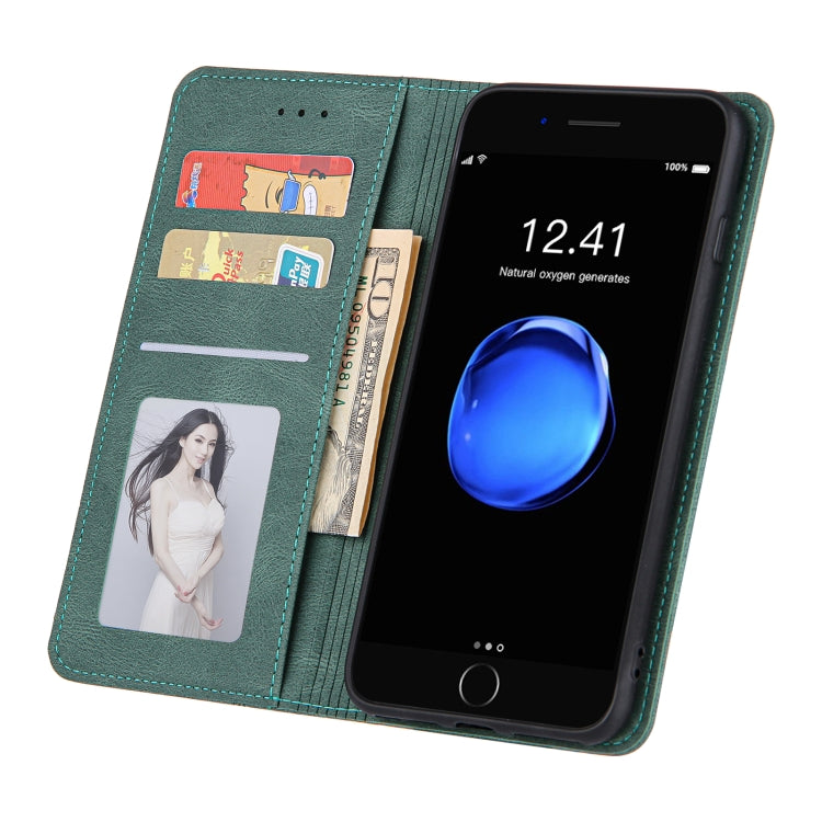 Skin Feel Pressure Line Magnetic Horizontal Flip Leather Case with Holder & Card Slot & Wallet & Photo Frame For iPhone 7 Plus / 8 Plus