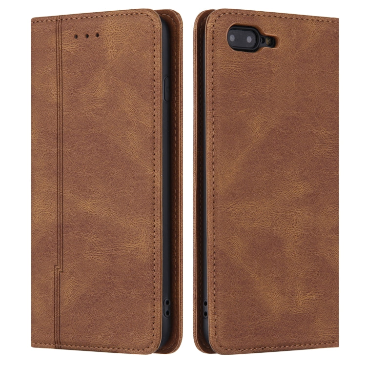 Skin Feel Pressure Line Magnetic Horizontal Flip Leather Case with Holder & Card Slot & Wallet & Photo Frame For iPhone 7 Plus / 8 Plus