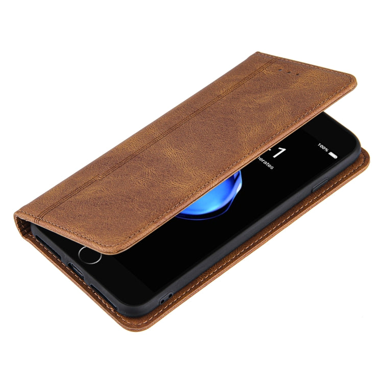 Skin Feel Pressure Line Magnetic Horizontal Flip Leather Case with Holder & Card Slot & Wallet & Photo Frame For iPhone 7 Plus / 8 Plus