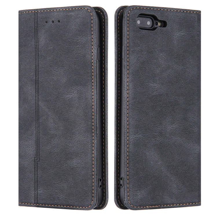 Skin Feel Pressure Line Magnetic Horizontal Flip Leather Case with Holder & Card Slot & Wallet & Photo Frame For iPhone 7 Plus / 8 Plus