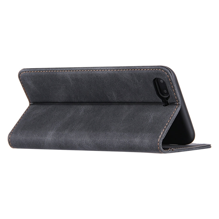 Skin Feel Pressure Line Magnetic Horizontal Flip Leather Case with Holder & Card Slot & Wallet & Photo Frame For iPhone 7 Plus / 8 Plus