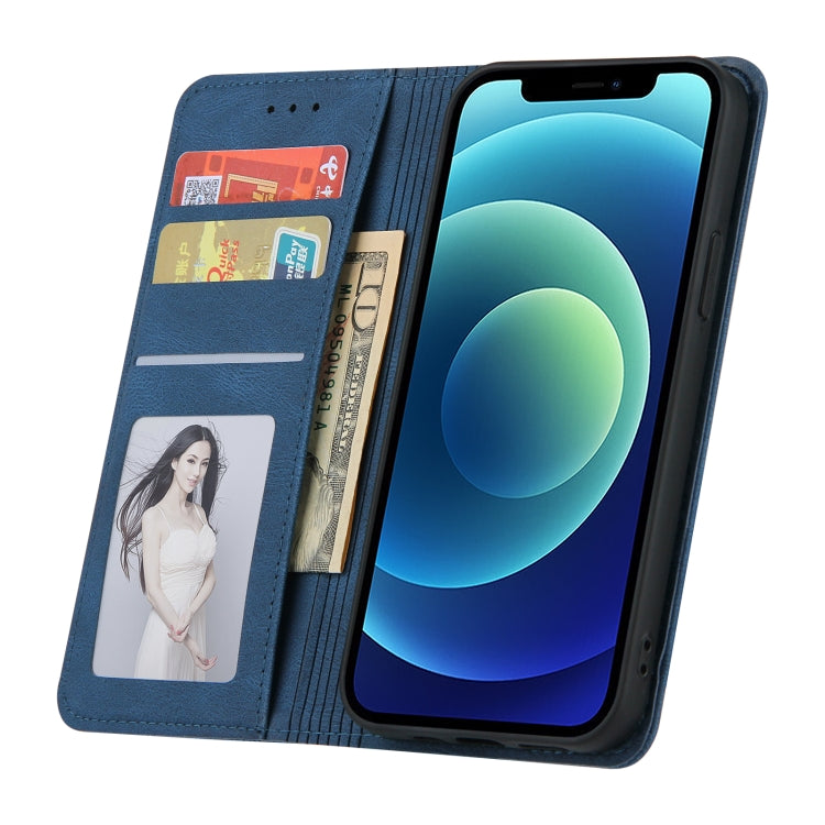 For iPhone 11 Pro Max Skin Feel Pressure Line Magnetic Horizontal Flip Leather Case with Holder & Card Slot & Wallet & Photo Frame