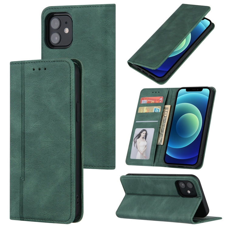 For iPhone 11 Pro Max Skin Feel Pressure Line Magnetic Horizontal Flip Leather Case with Holder & Card Slot & Wallet & Photo Frame
