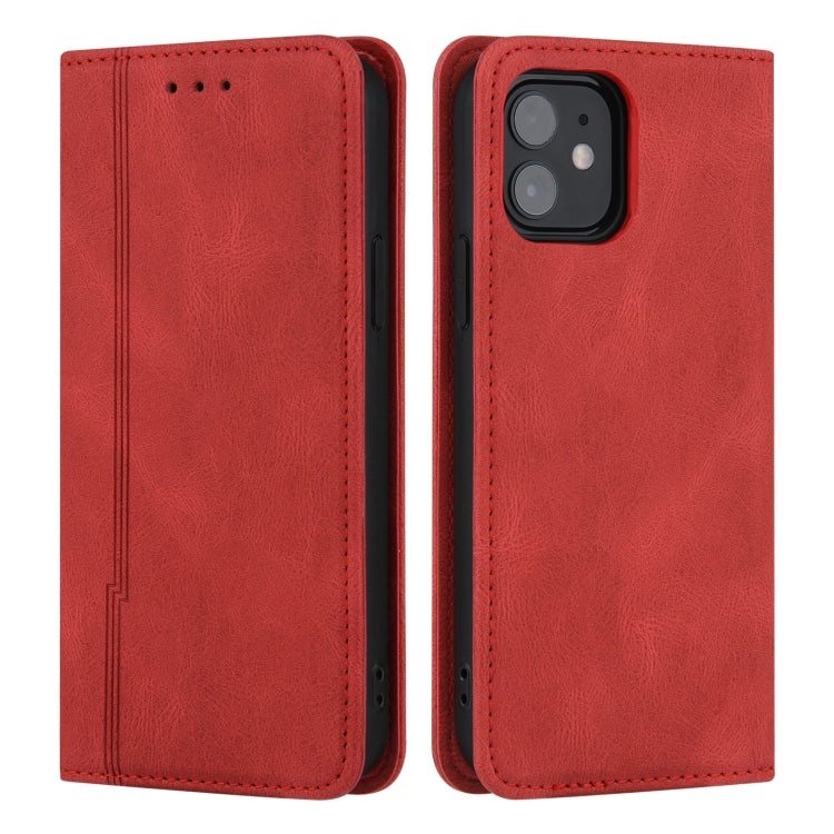 For iPhone 12 / 12 Pro Skin Feel Pressure Line Magnetic Horizontal Flip Leather Case with Holder & Card Slot & Wallet & Photo Frame