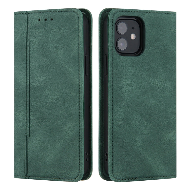 For iPhone 12 mini Skin Feel Pressure Line Magnetic Horizontal Flip Leather Case with Holder & Card Slot & Wallet & Photo Frame