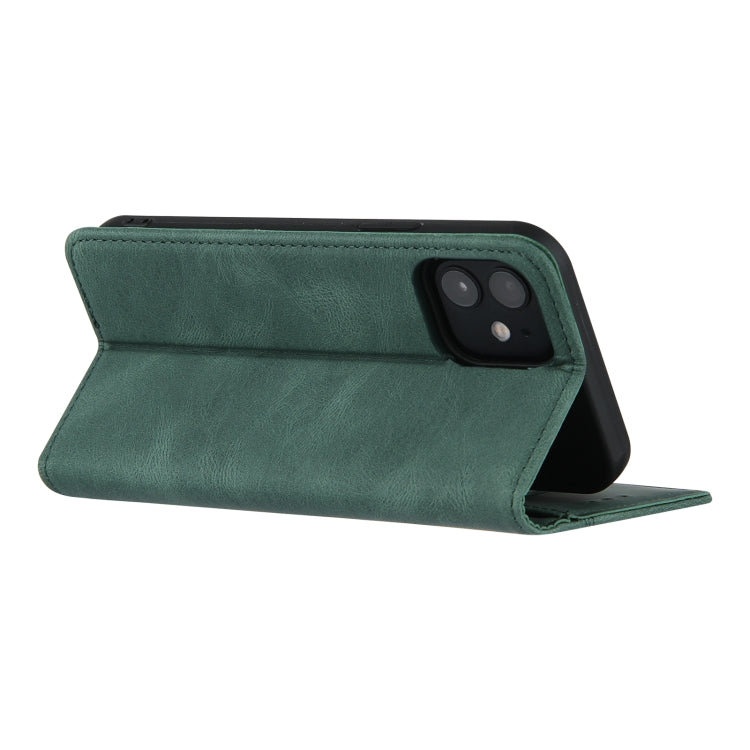 For iPhone 12 mini Skin Feel Pressure Line Magnetic Horizontal Flip Leather Case with Holder & Card Slot & Wallet & Photo Frame