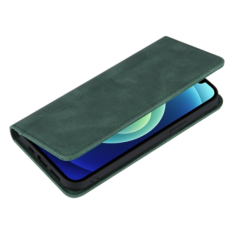 For iPhone 12 mini Skin Feel Pressure Line Magnetic Horizontal Flip Leather Case with Holder & Card Slot & Wallet & Photo Frame