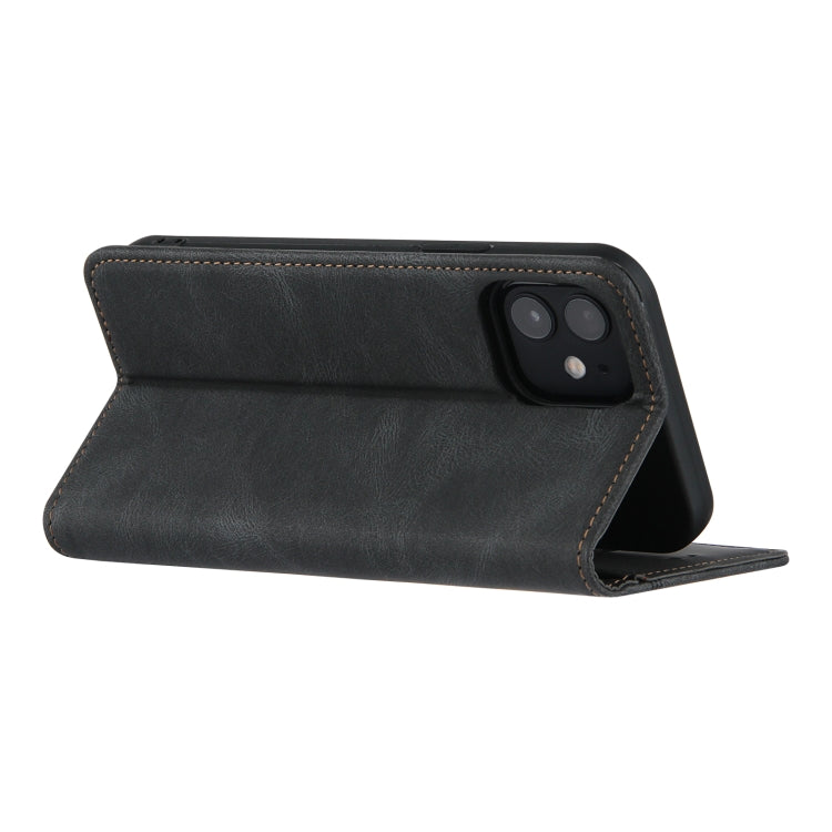 For iPhone 12 Pro Max Skin Feel Pressure Line Magnetic Horizontal Flip Leather Case with Holder & Card Slot & Wallet & Photo Frame
