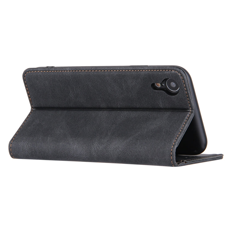 For iPhone X / XS Skin Feel Pressure Line Magnetic Horizontal Flip Leather Case with Holder & Card Slot & Wallet & Photo Frame