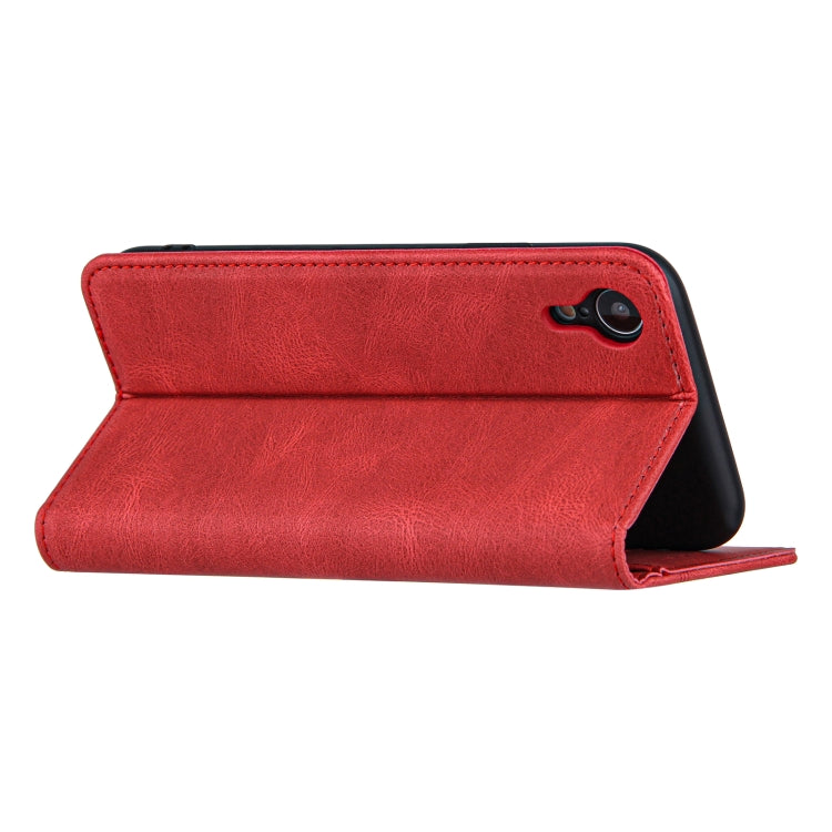 For iPhone XR Skin Feel Pressure Line Magnetic Horizontal Flip Leather Case with Holder & Card Slot & Wallet & Photo Frame