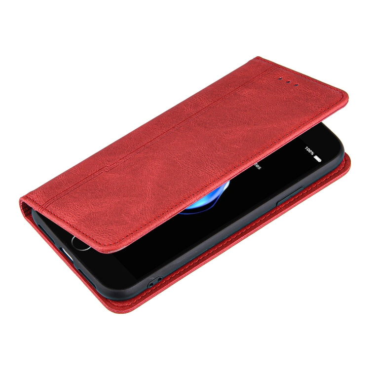For iPhone XR Skin Feel Pressure Line Magnetic Horizontal Flip Leather Case with Holder & Card Slot & Wallet & Photo Frame