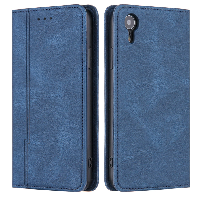 For iPhone XS Max Skin Feel Pressure Line Magnetic Horizontal Flip Leather Case with Holder & Card Slot & Wallet & Photo Frame