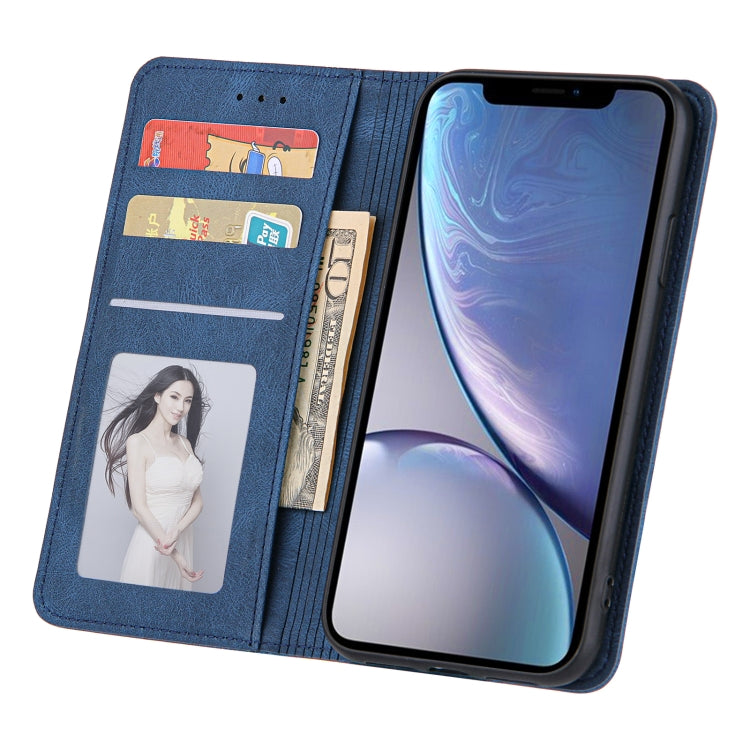 For iPhone XS Max Skin Feel Pressure Line Magnetic Horizontal Flip Leather Case with Holder & Card Slot & Wallet & Photo Frame