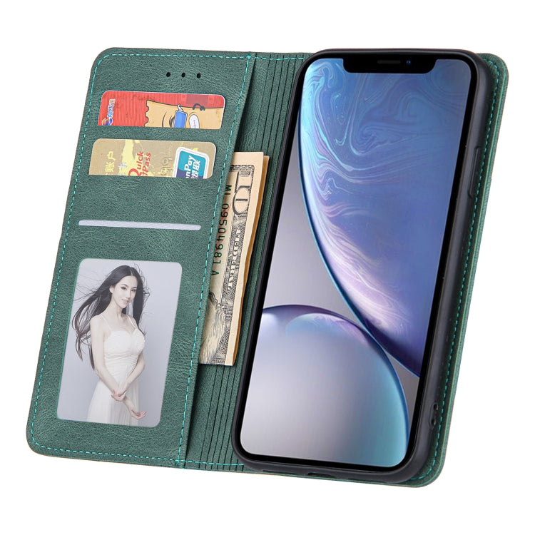 For iPhone XS Max Skin Feel Pressure Line Magnetic Horizontal Flip Leather Case with Holder & Card Slot & Wallet & Photo Frame