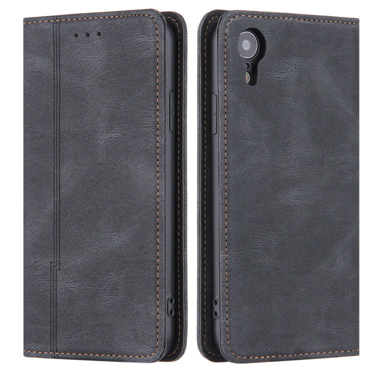 For iPhone XS Max Skin Feel Pressure Line Magnetic Horizontal Flip Leather Case with Holder & Card Slot & Wallet & Photo Frame