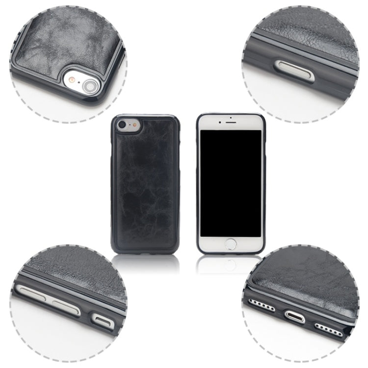 For iPhone SE 2022 / SE 2020 / 8 / 7 Crazy Horse Texture Detachable Magnetic Back Cover Horizontal Flip Leather Case with Holder & Card Slots & Photo Frame & Wallet