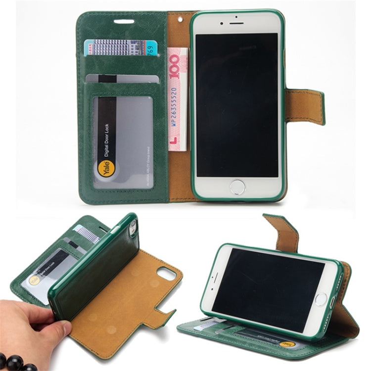 For iPhone SE 2022 / SE 2020 / 8 / 7 Crazy Horse Texture Detachable Magnetic Back Cover Horizontal Flip Leather Case with Holder & Card Slots & Photo Frame & Wallet
