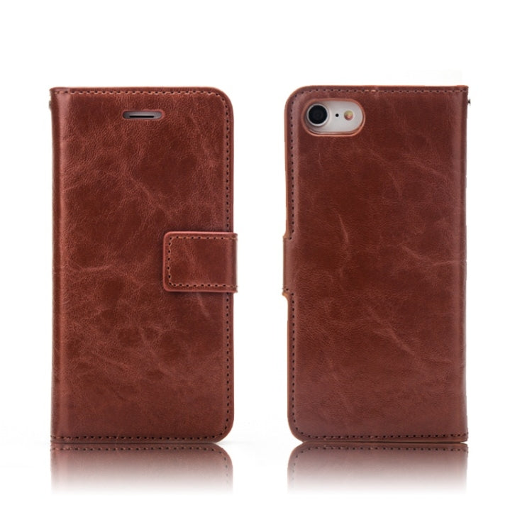 For iPhone SE 2022 / SE 2020 / 8 / 7 Crazy Horse Texture Detachable Magnetic Back Cover Horizontal Flip Leather Case with Holder & Card Slots & Photo Frame & Wallet