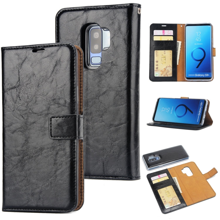 For Samsung Galaxy S9+ Crazy Horse Texture Detachable Magnetic Back Cover Horizontal Flip Leather Case with Holder & Card Slots & Photo Frame & Wallet
