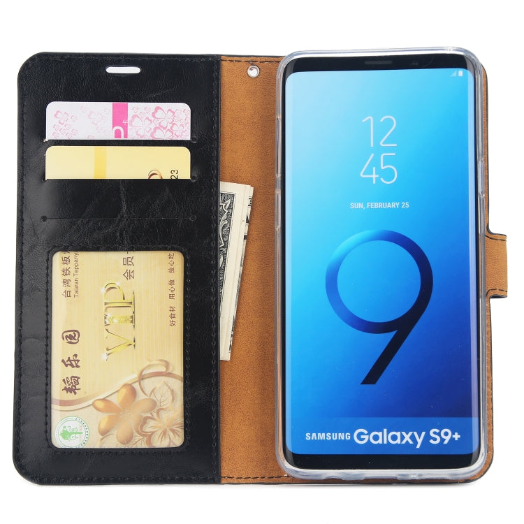 For Samsung Galaxy S9+ Crazy Horse Texture Detachable Magnetic Back Cover Horizontal Flip Leather Case with Holder & Card Slots & Photo Frame & Wallet
