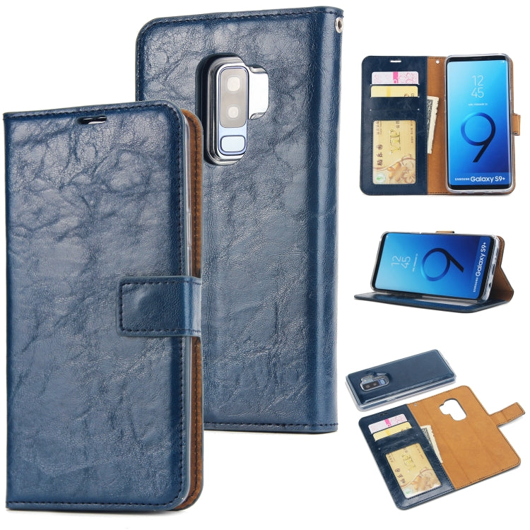 For Samsung Galaxy S9+ Crazy Horse Texture Detachable Magnetic Back Cover Horizontal Flip Leather Case with Holder & Card Slots & Photo Frame & Wallet