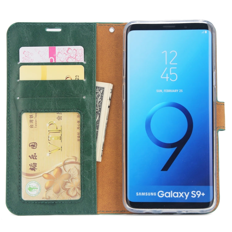 For Samsung Galaxy S9+ Crazy Horse Texture Detachable Magnetic Back Cover Horizontal Flip Leather Case with Holder & Card Slots & Photo Frame & Wallet