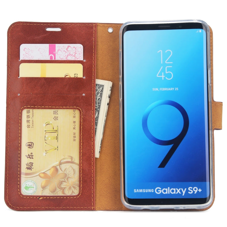 For Samsung Galaxy S9+ Crazy Horse Texture Detachable Magnetic Back Cover Horizontal Flip Leather Case with Holder & Card Slots & Photo Frame & Wallet