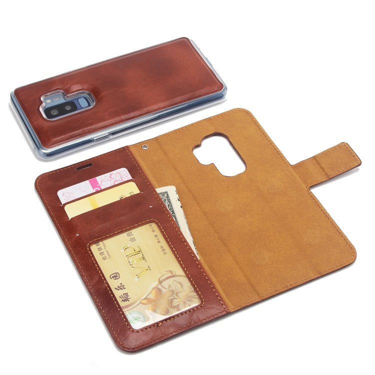 For Samsung Galaxy S9+ Crazy Horse Texture Detachable Magnetic Back Cover Horizontal Flip Leather Case with Holder & Card Slots & Photo Frame & Wallet