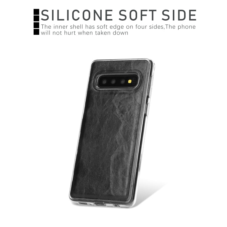 For Samsung Galaxy S10+ Crazy Horse Texture Detachable Magnetic Back Cover Horizontal Flip Leather Case with Holder & Card Slots & Photo Frame & Wallet