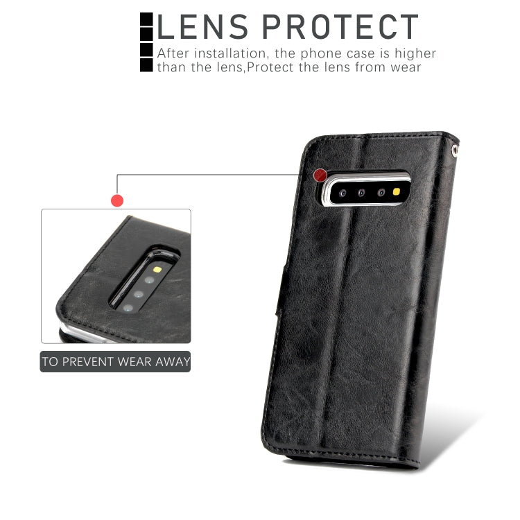 For Samsung Galaxy S10+ Crazy Horse Texture Detachable Magnetic Back Cover Horizontal Flip Leather Case with Holder & Card Slots & Photo Frame & Wallet