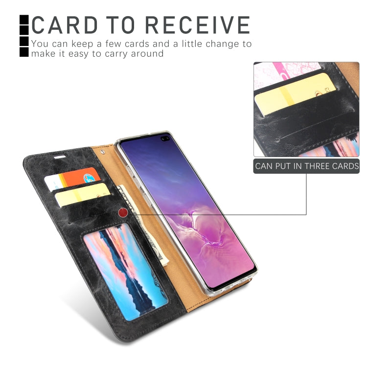 For Samsung Galaxy S10+ Crazy Horse Texture Detachable Magnetic Back Cover Horizontal Flip Leather Case with Holder & Card Slots & Photo Frame & Wallet
