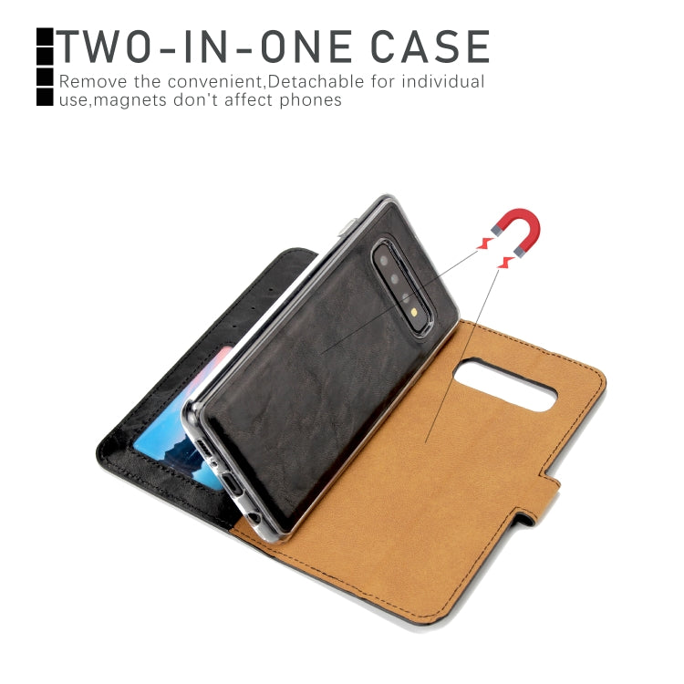 For Samsung Galaxy S10+ Crazy Horse Texture Detachable Magnetic Back Cover Horizontal Flip Leather Case with Holder & Card Slots & Photo Frame & Wallet