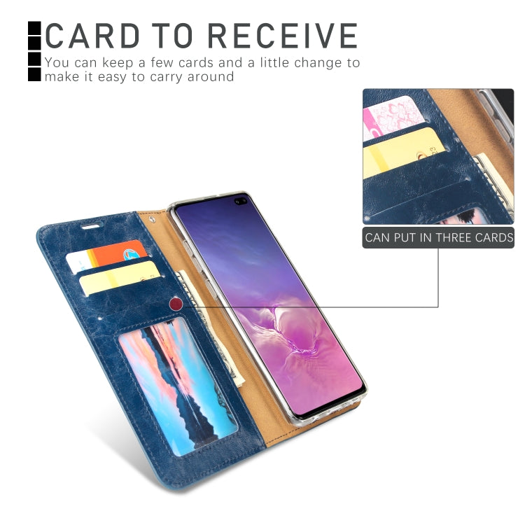 For Samsung Galaxy S10+ Crazy Horse Texture Detachable Magnetic Back Cover Horizontal Flip Leather Case with Holder & Card Slots & Photo Frame & Wallet