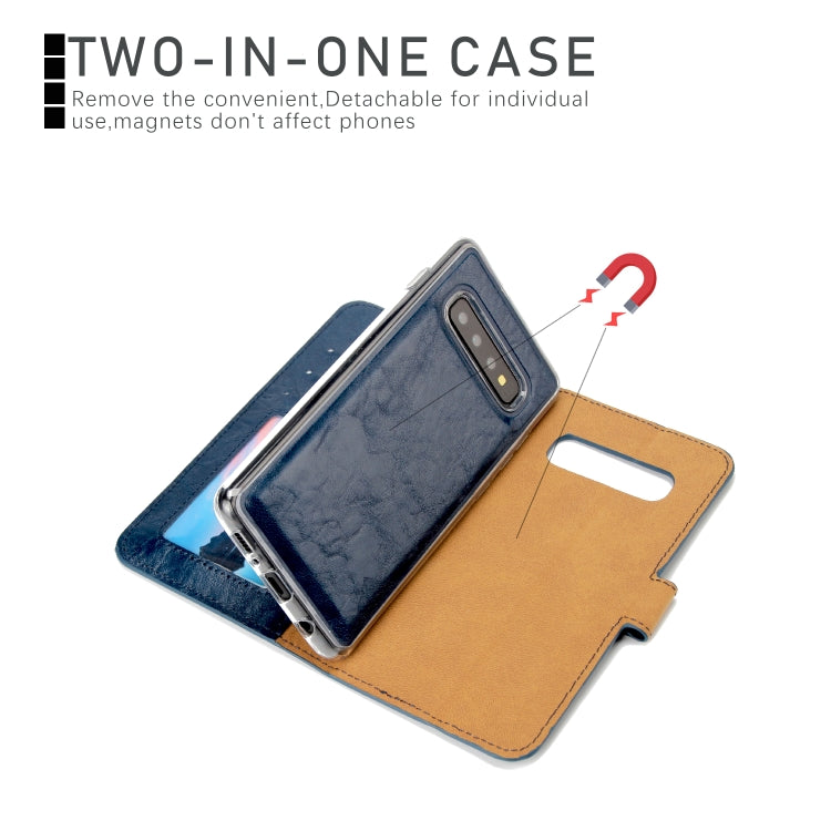 For Samsung Galaxy S10+ Crazy Horse Texture Detachable Magnetic Back Cover Horizontal Flip Leather Case with Holder & Card Slots & Photo Frame & Wallet