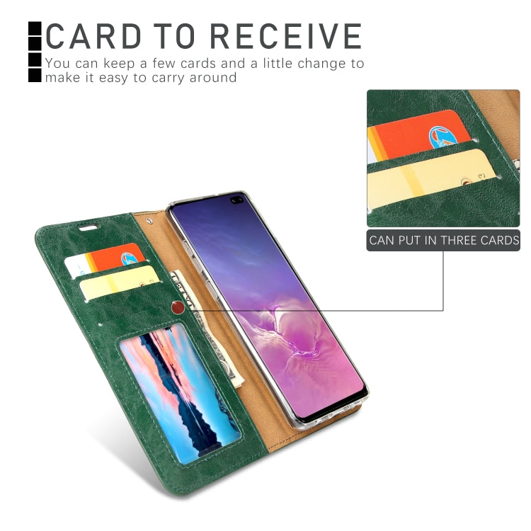 For Samsung Galaxy S10+ Crazy Horse Texture Detachable Magnetic Back Cover Horizontal Flip Leather Case with Holder & Card Slots & Photo Frame & Wallet