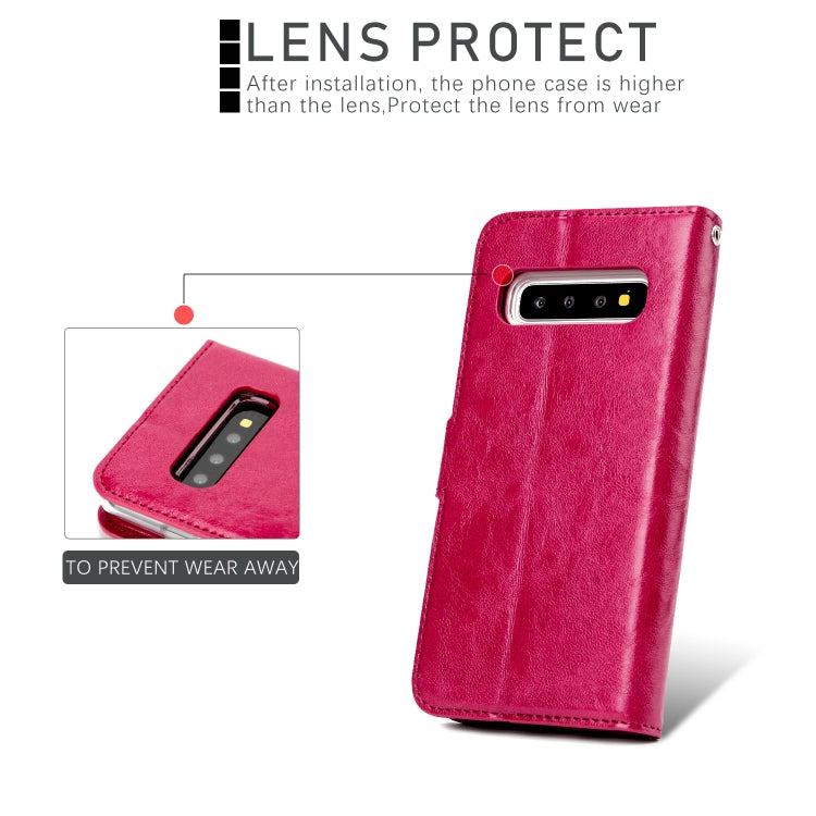 For Samsung Galaxy S10+ Crazy Horse Texture Detachable Magnetic Back Cover Horizontal Flip Leather Case with Holder & Card Slots & Photo Frame & Wallet